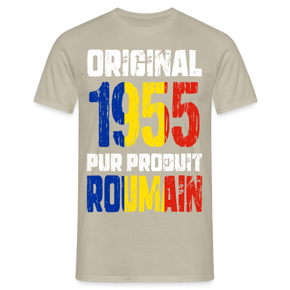 T-shirt Homme - Anniversaire 70 Ans - Original 1955 - Pur produit Roumain - beige sable