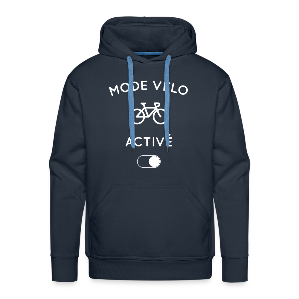 Sweat à capuche Premium Homme - Mode vélo activé - marine