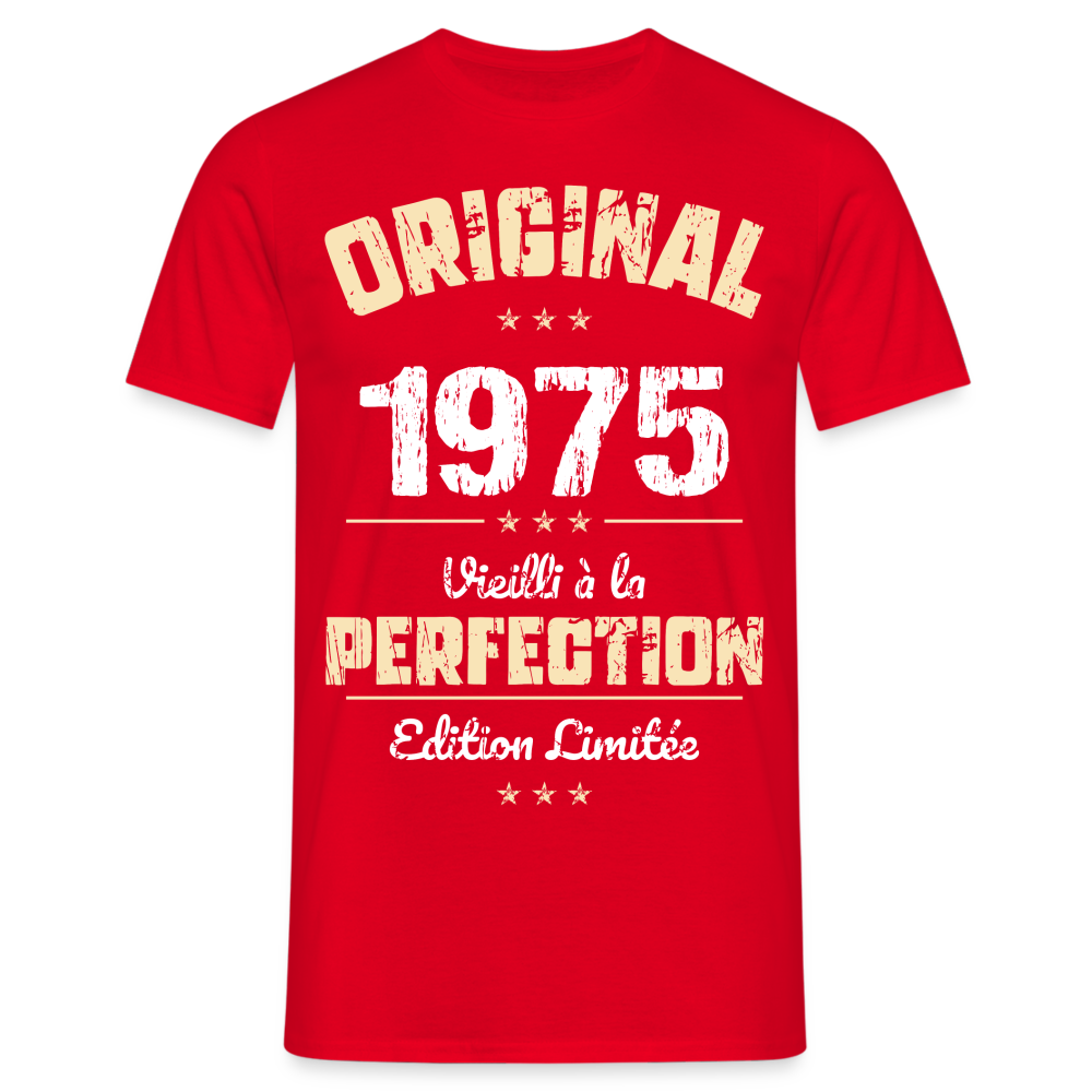 T-shirt Homme - Anniversaire 50 Ans - Original 1975 - rouge