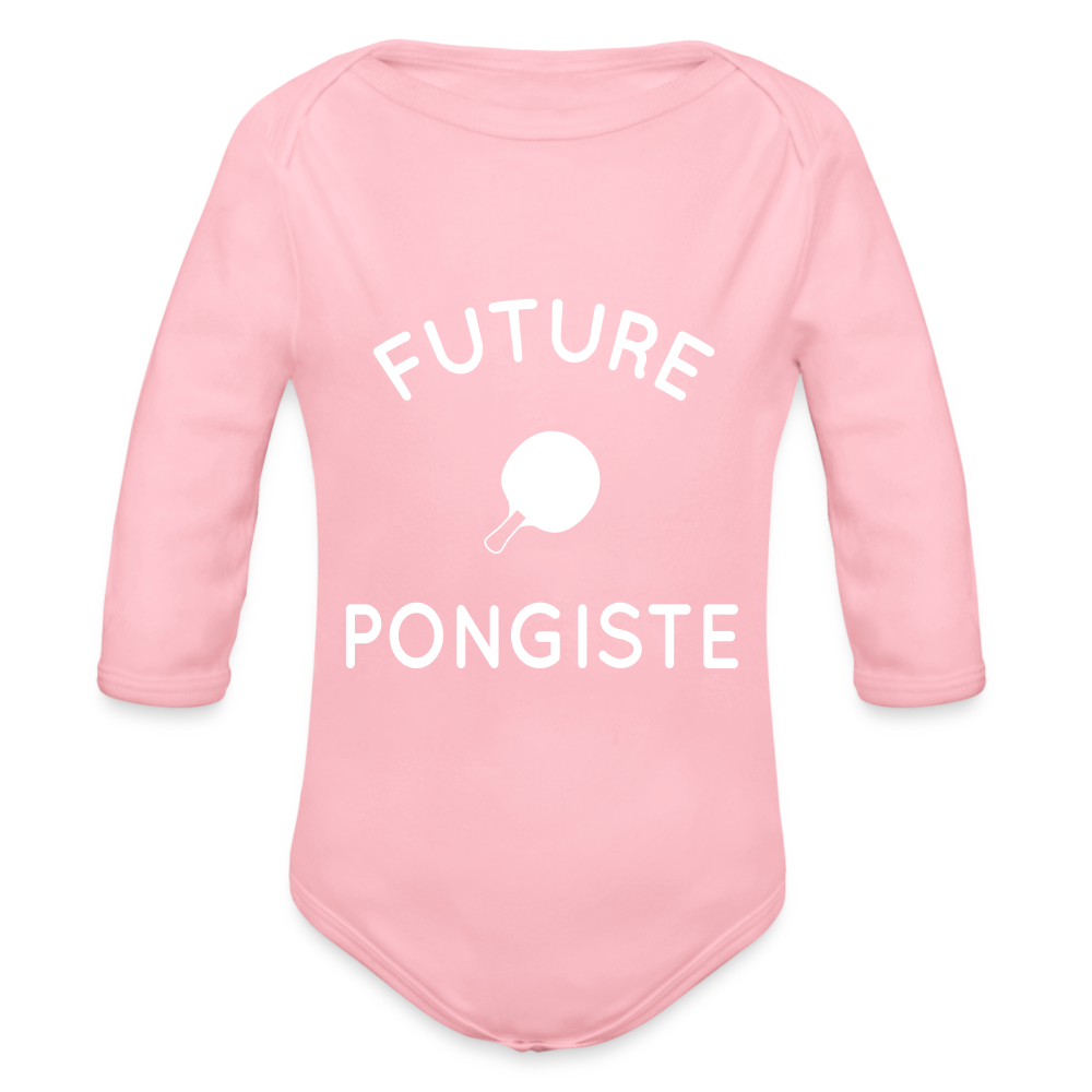 Body Bébé bio manches longues - Future pongiste - rose clair