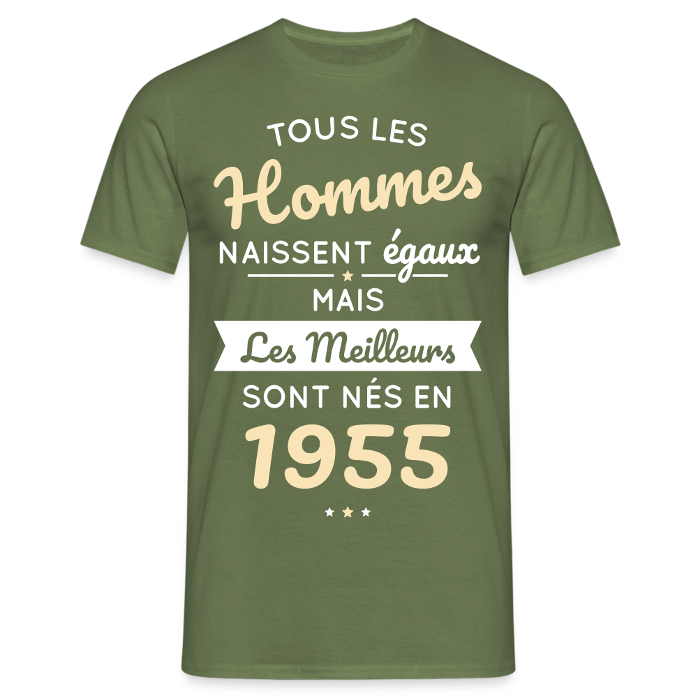 T-shirt Homme - Anniversaire 70 Ans - Les meilleurs sont nés en 1955 - vert militaire