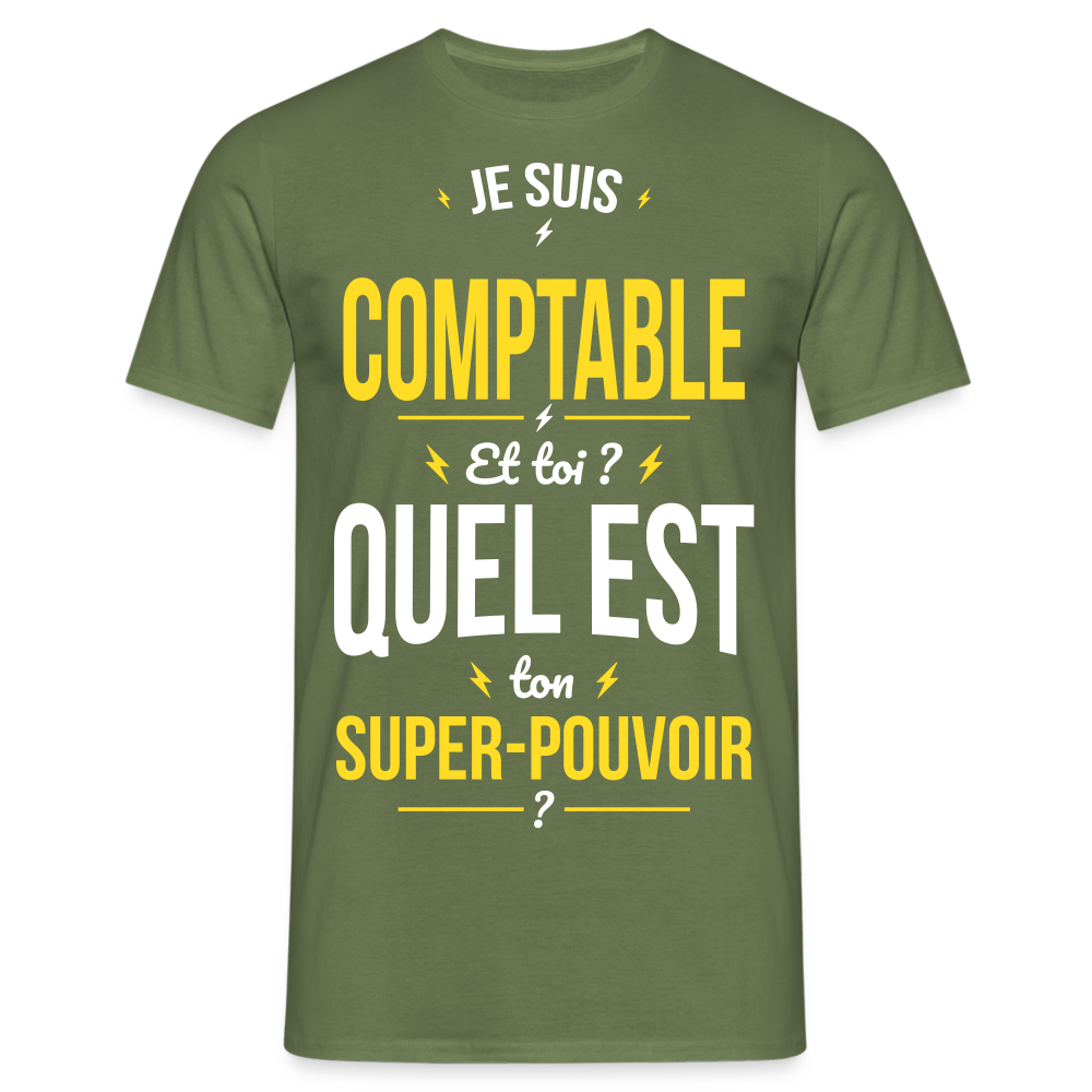 T-shirt Homme - Je suis comptable - Super-pouvoir - vert militaire