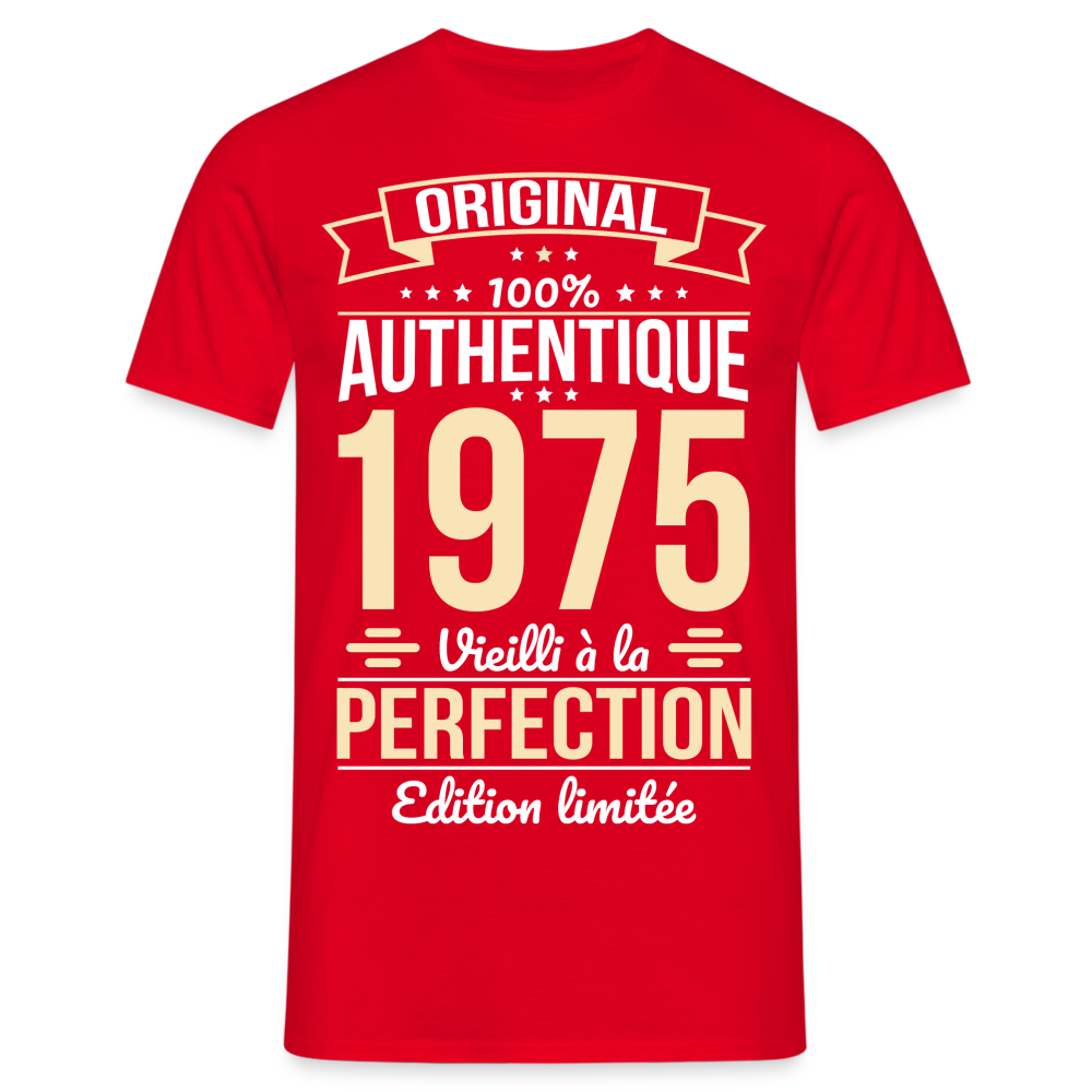 T-shirt Homme - Anniversaire 50 Ans - Original 1975 - rouge