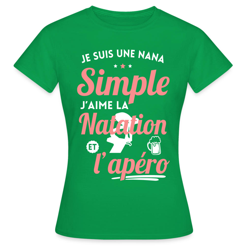 T-shirt Femme - J'aime la natation et l'apéro - vert