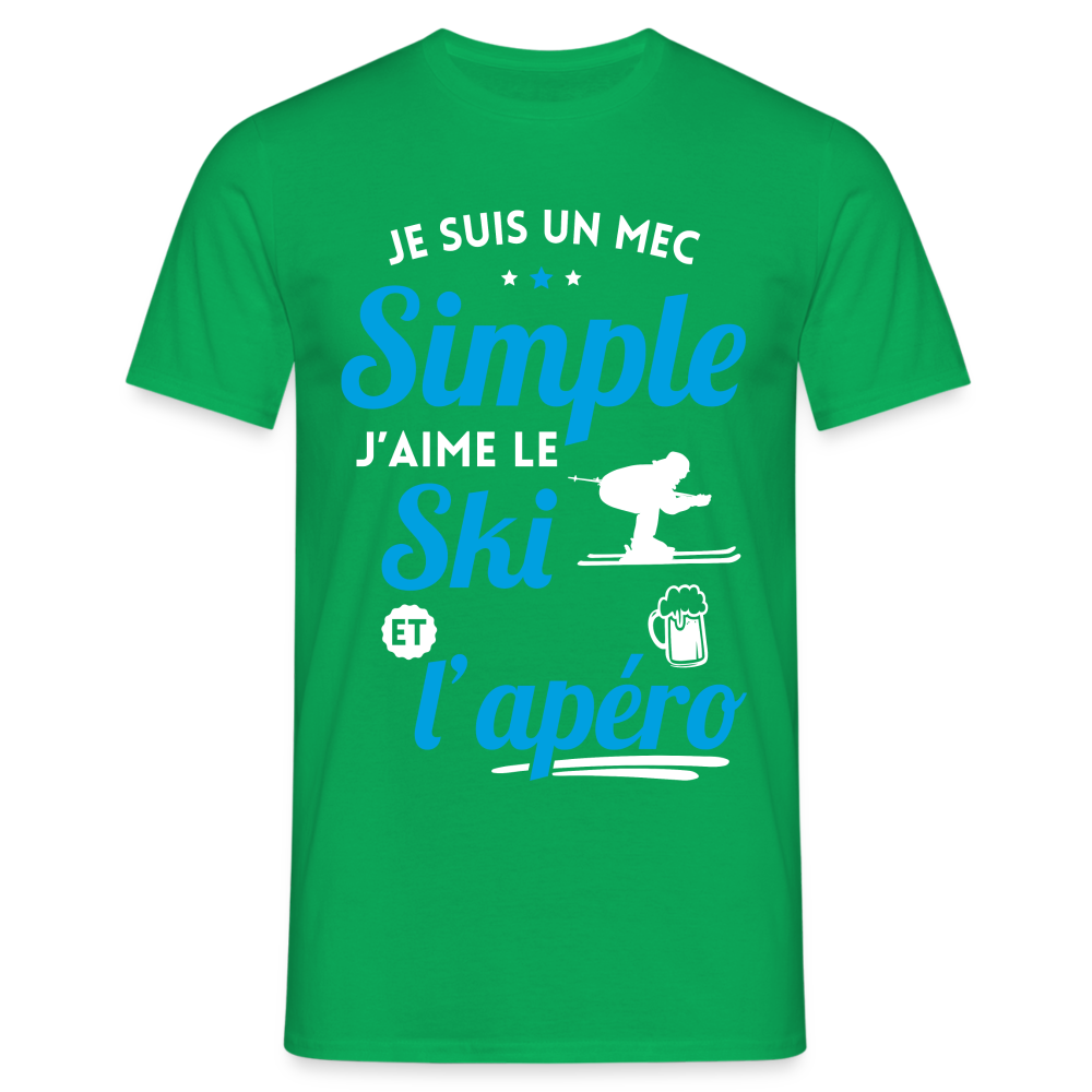 T-shirt Homme - J'aime le ski et l'apéro - vert