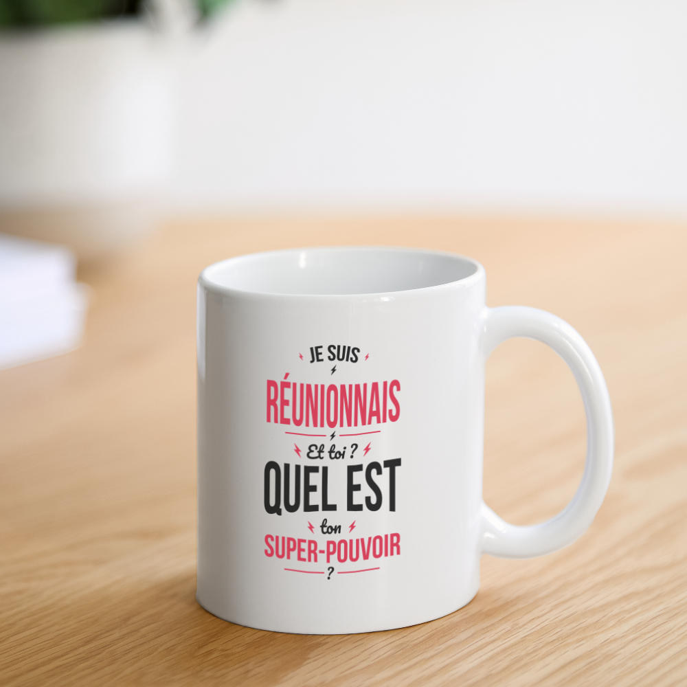 Mug blanc - Je suis Réunionnais - Super-pouvoir - blanc