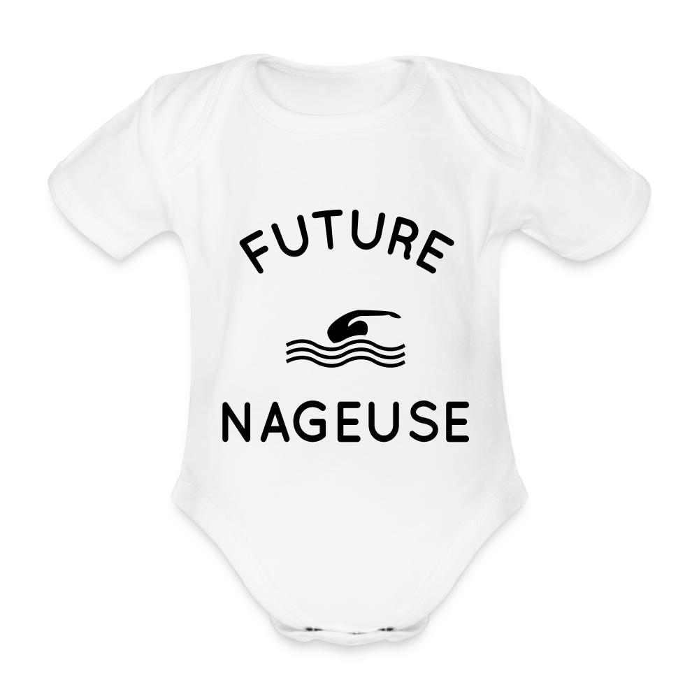 Body Bébé bio manches courtes - Future nageuse - blanc