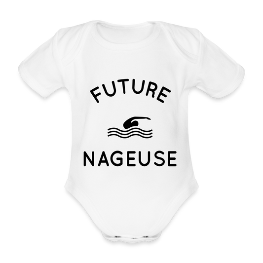 Body Bébé bio manches courtes - Future nageuse - blanc