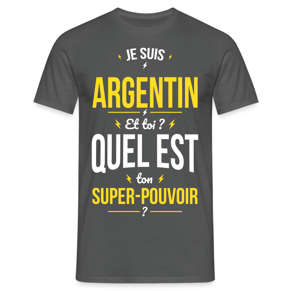 T-shirt Homme - Je suis Argentin - Super-pouvoir - charbon