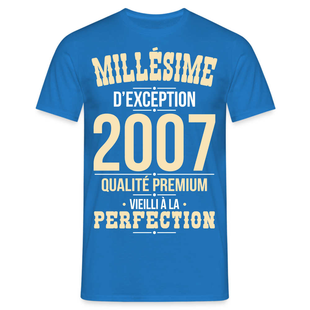 T-shirt Homme - Anniversaire 18 Ans - Millésime 2007 - bleu royal