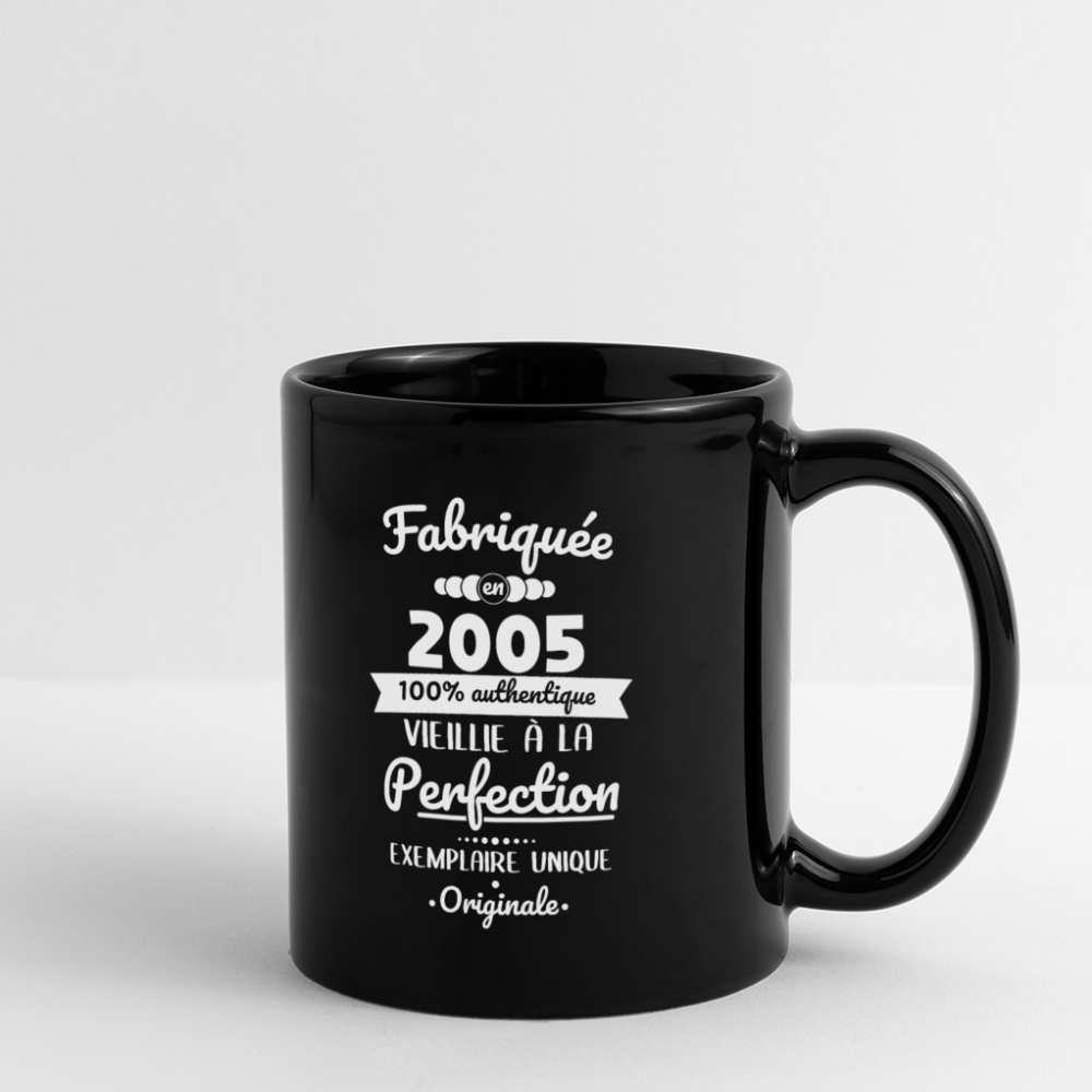 Mug uni - Anniversaire 20 Ans - Fabriquée en 2005 - noir