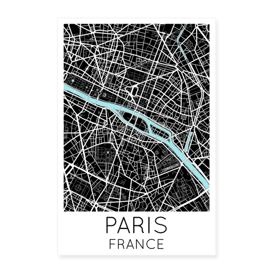 Poster Paris - Plan Paris - 60 x 90 cm - blanc