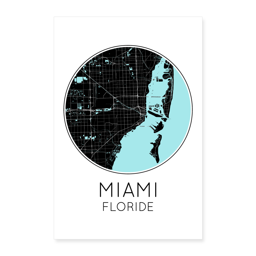 Poster Miami - Plan Miami - 60 x 90 cm - blanc