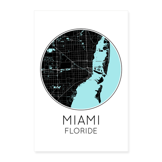 Poster Miami - Plan Miami - 60 x 90 cm - blanc