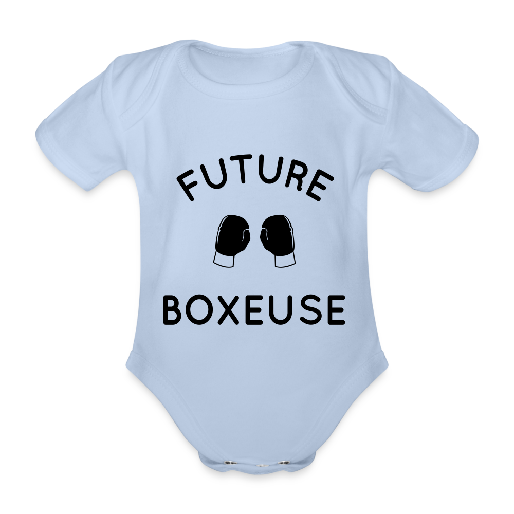 Body Bébé bio manches courtes - Future boxeuse - ciel