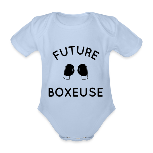 Body Bébé bio manches courtes - Future boxeuse - ciel