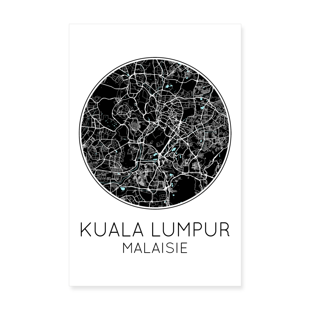 Poster Kuala Lumpur - Plan Kuala Lumpur - 20 x 30 cm - blanc