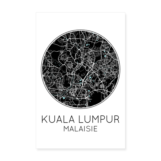 Poster Kuala Lumpur - Plan Kuala Lumpur - 20 x 30 cm - blanc