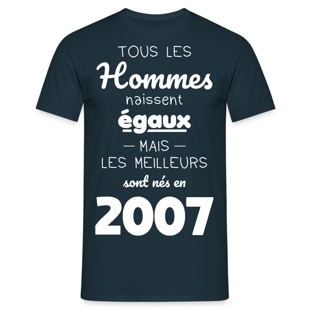 T-shirt Homme - Anniversaire 18 Ans - Les meilleurs sont nés en 2007 - marine