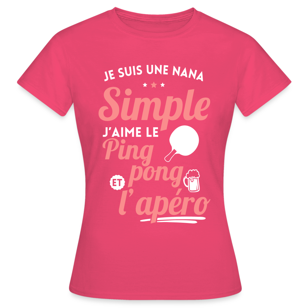 T-shirt Femme - J'aime le ping-pong et l'apéro - rose azalée