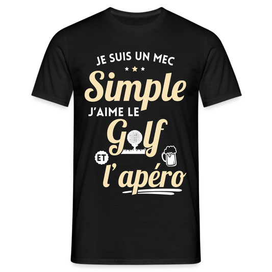 T-shirt Homme - J'aime le golf et l'apéro - noir