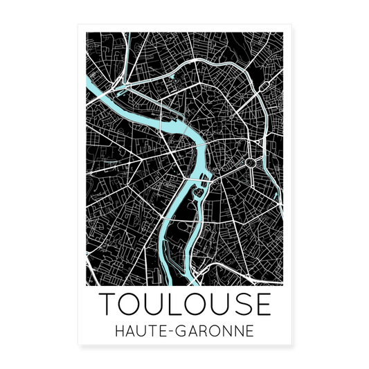 Poster Toulouse - Plan Toulouse - 40 x 60 cm - blanc