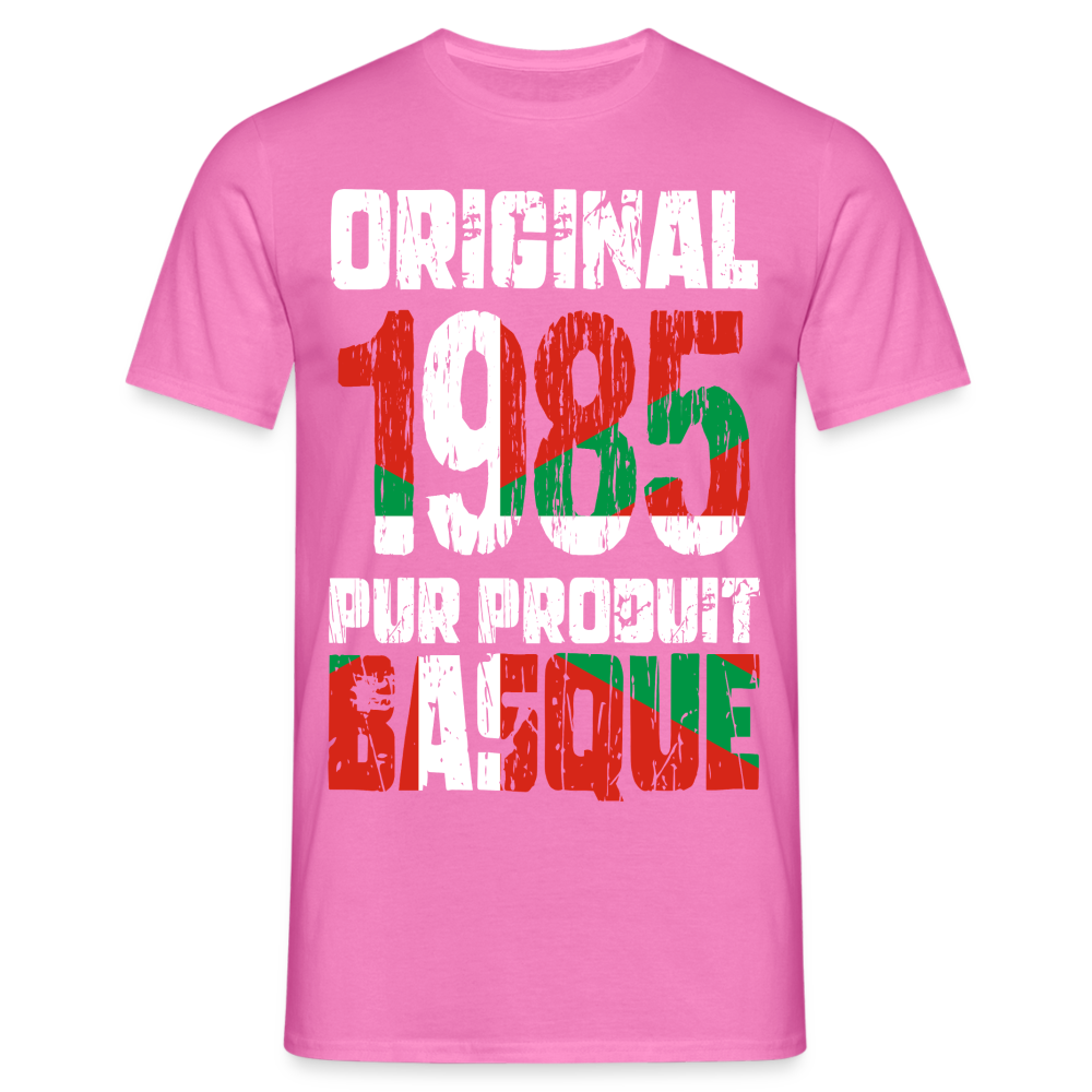 T-shirt Homme - Anniversaire 40 Ans - Original 1985 - Pur produit Basque - rose