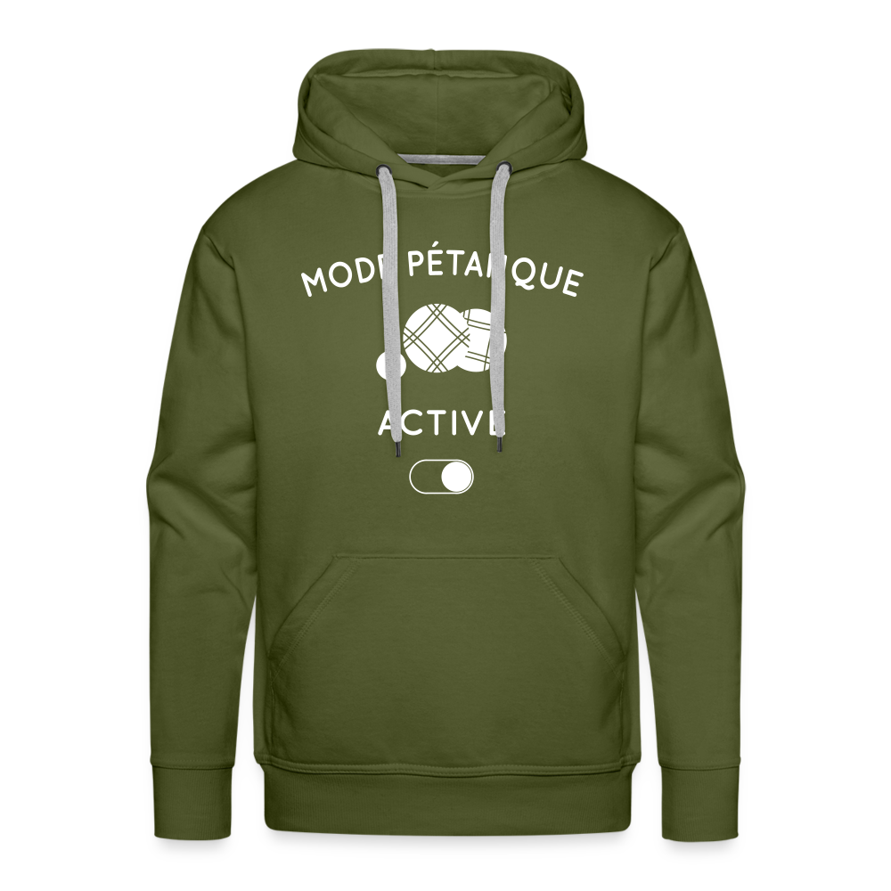 Sweat à capuche Premium Homme - Mode pétanque activé - vert olive