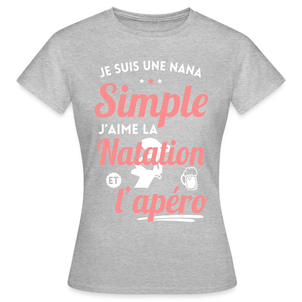 T-shirt Femme - J'aime la natation et l'apéro - gris chiné