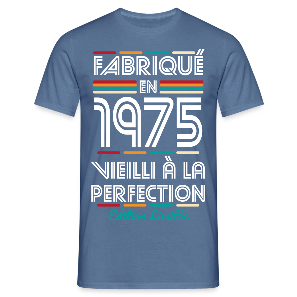 T-shirt Homme - Anniversaire 50 Ans - Fabriqué en 1975 - bleu pigeon 