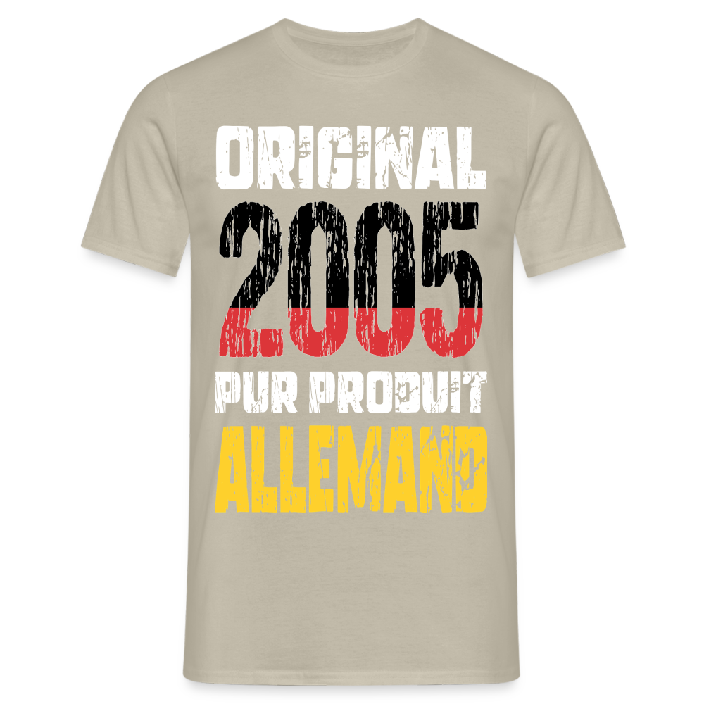 T-shirt Homme - Anniversaire 20 Ans - Original 2005 - Pur produit Allemand - beige sable