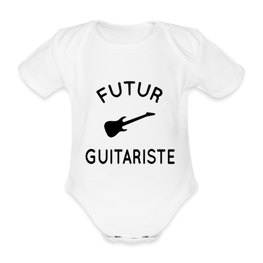 Body Bébé bio manches courtes - Futur guitariste - blanc