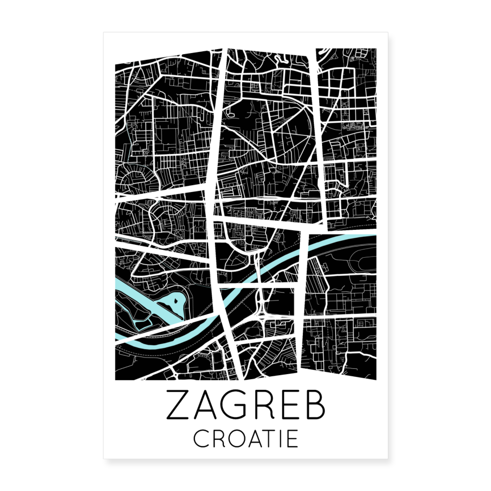 Poster Zagreb - Plan Zagreb - 40 x 60 cm - blanc