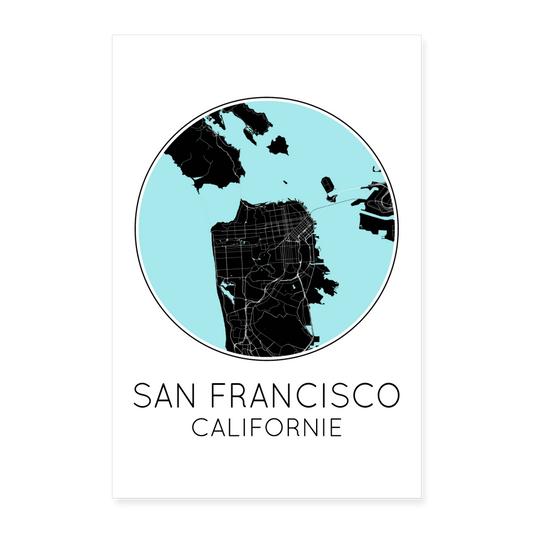 Poster San Francisco - Plan San Francisco - 40 x 60 cm - blanc