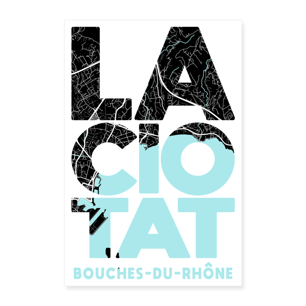 Poster La Ciotat - Plan La Ciotat - 40 x 60 cm - blanc