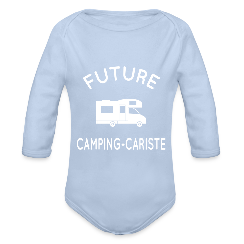 Body Bébé bio manches longues - Future camping-cariste - ciel