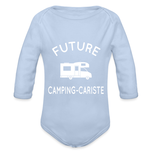 Body Bébé bio manches longues - Future camping-cariste - ciel