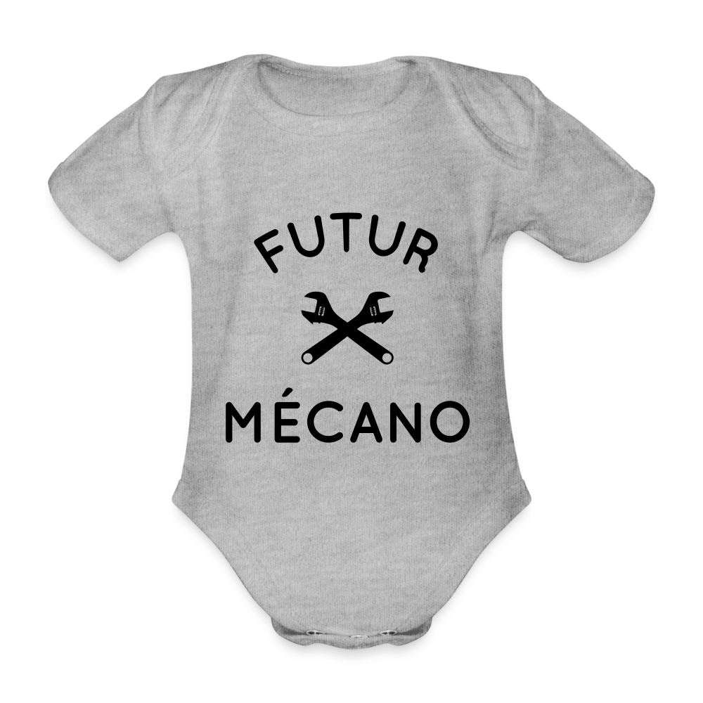 Body Bébé bio manches courtes - Futur mécano - gris chiné