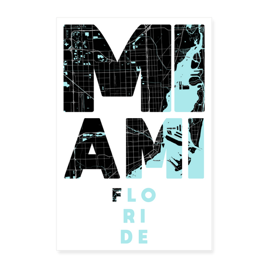 Poster Miami - Plan Miami - 60 x 90 cm - blanc