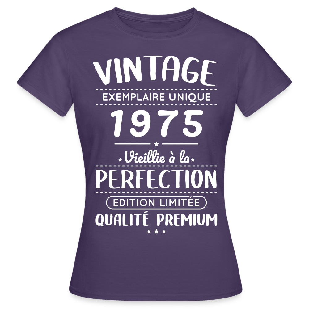 T-shirt Femme - Anniversaire 50 Ans - Vintage 1975 - violet foncé