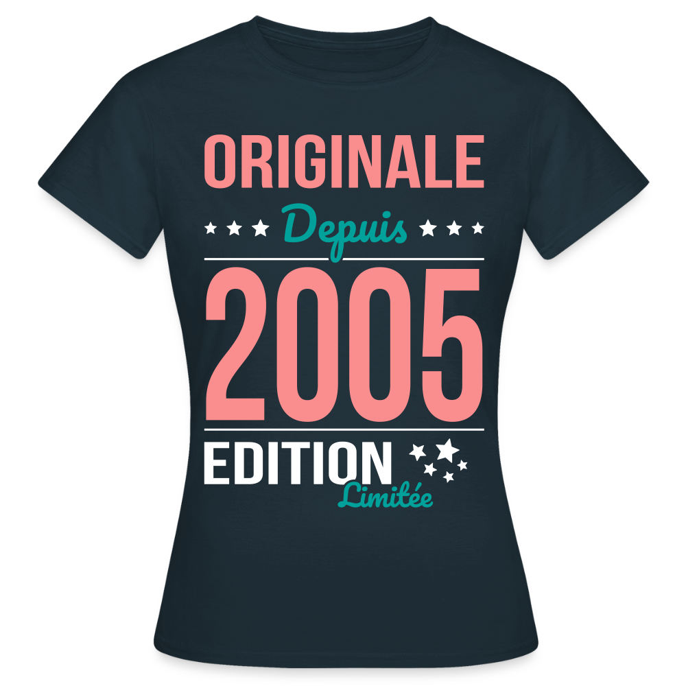 T-shirt Femme - Anniversaire 20 Ans - Originale depuis 2005 - marine