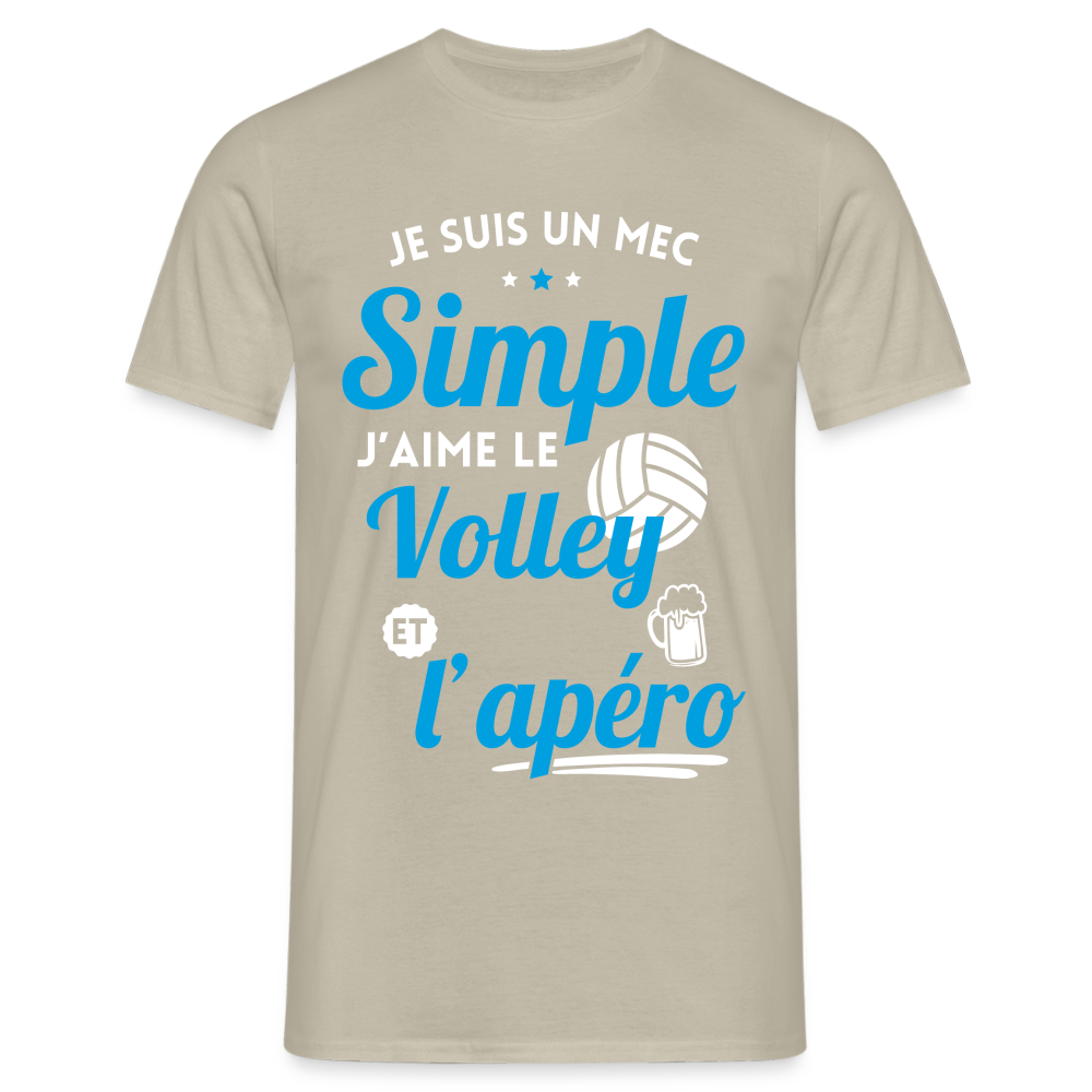 T-shirt Homme - J'aime le volley et l'apéro - beige sable