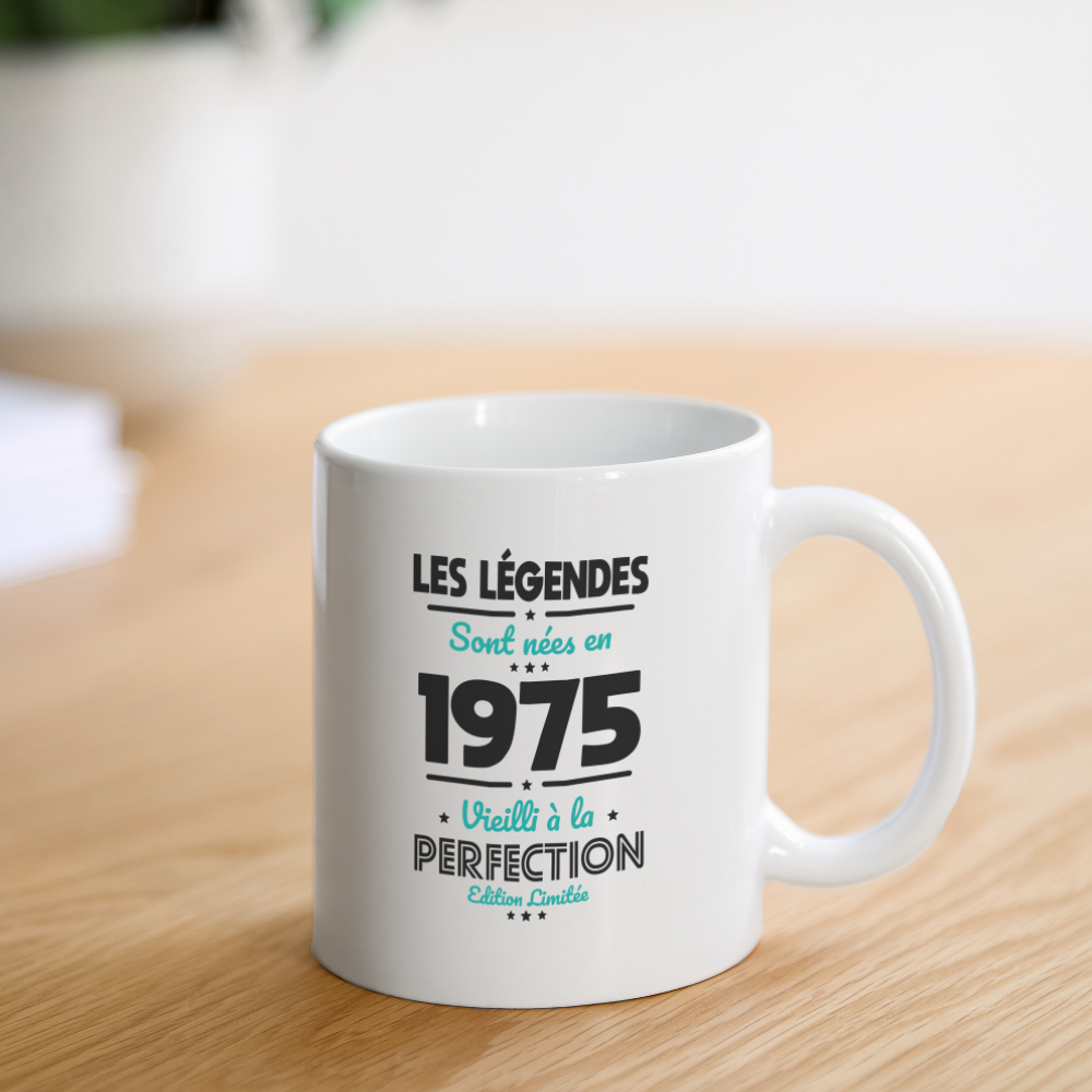 Mug blanc - Anniversaire 50 Ans - Les Légendes sont nées en 1975 - blanc