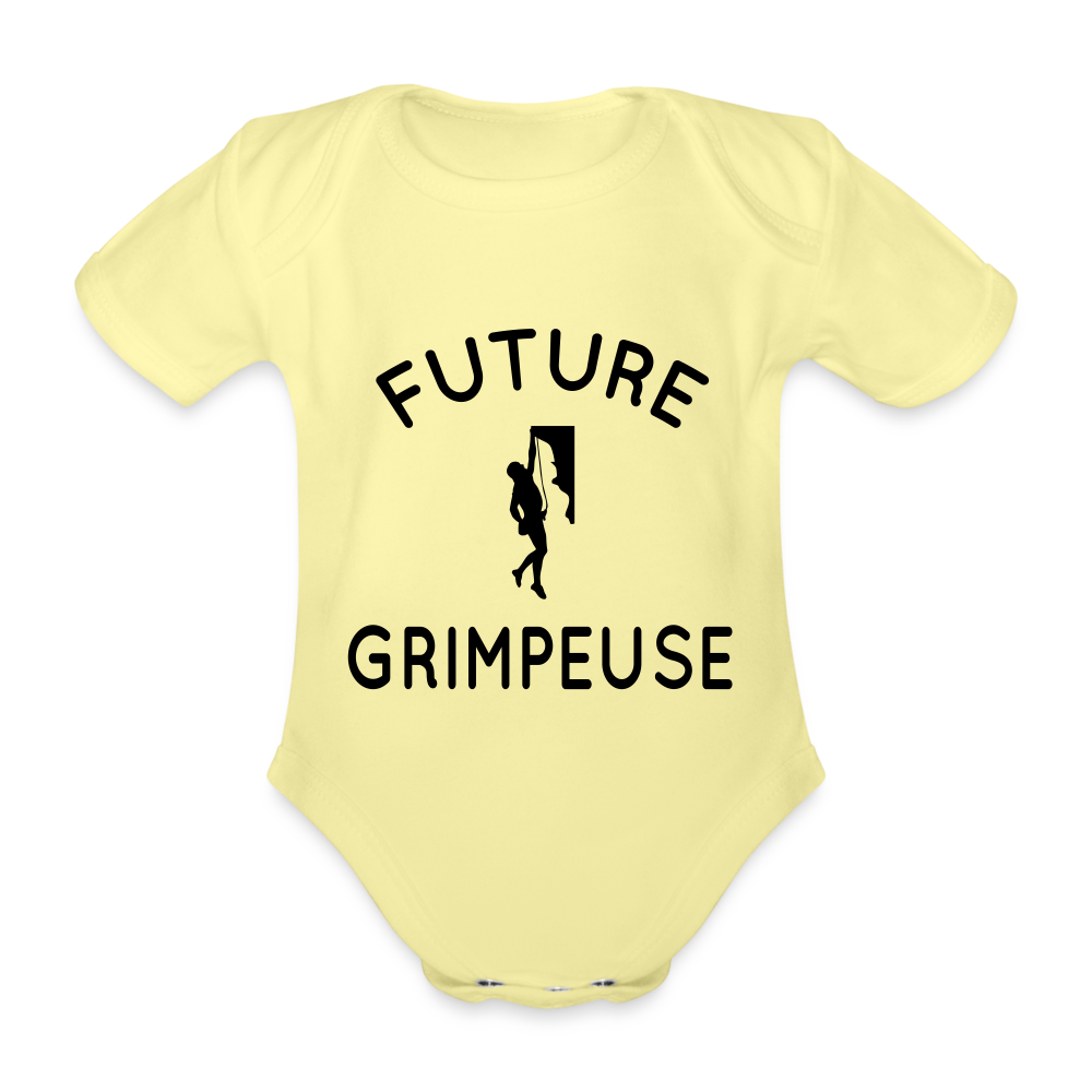 Body Bébé bio manches courtes - Future grimpeuse - jaune délavé