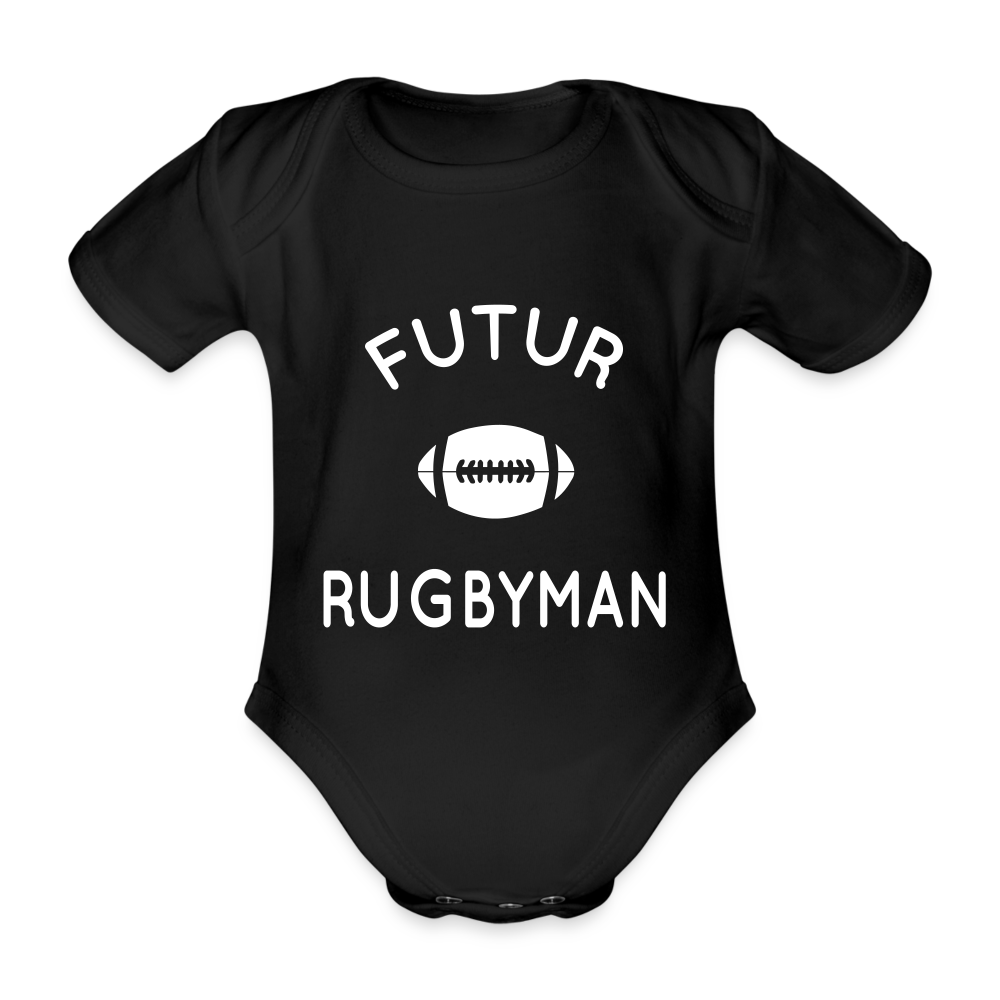 Body Bébé bio manches courtes - Futur rugbyman - noir