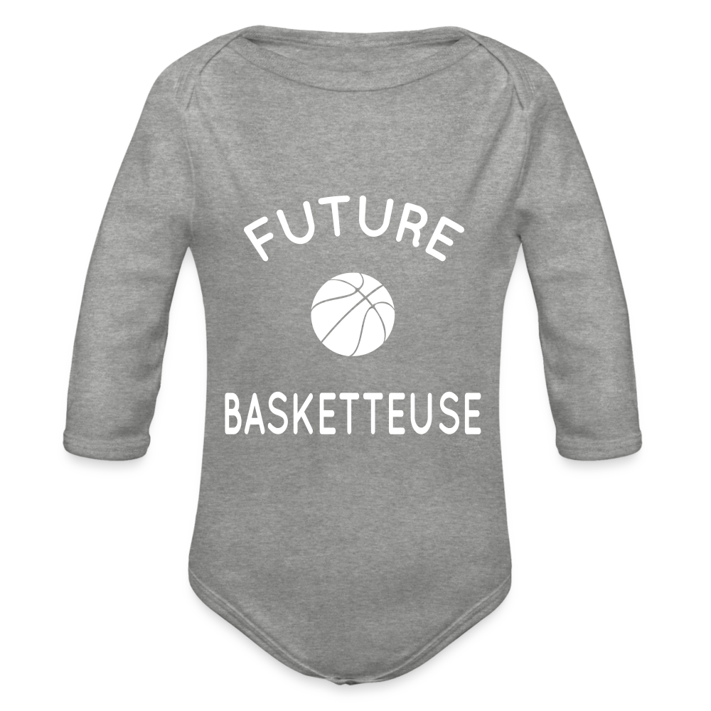 Body Bébé bio manches longues - Future basketteuse - gris chiné