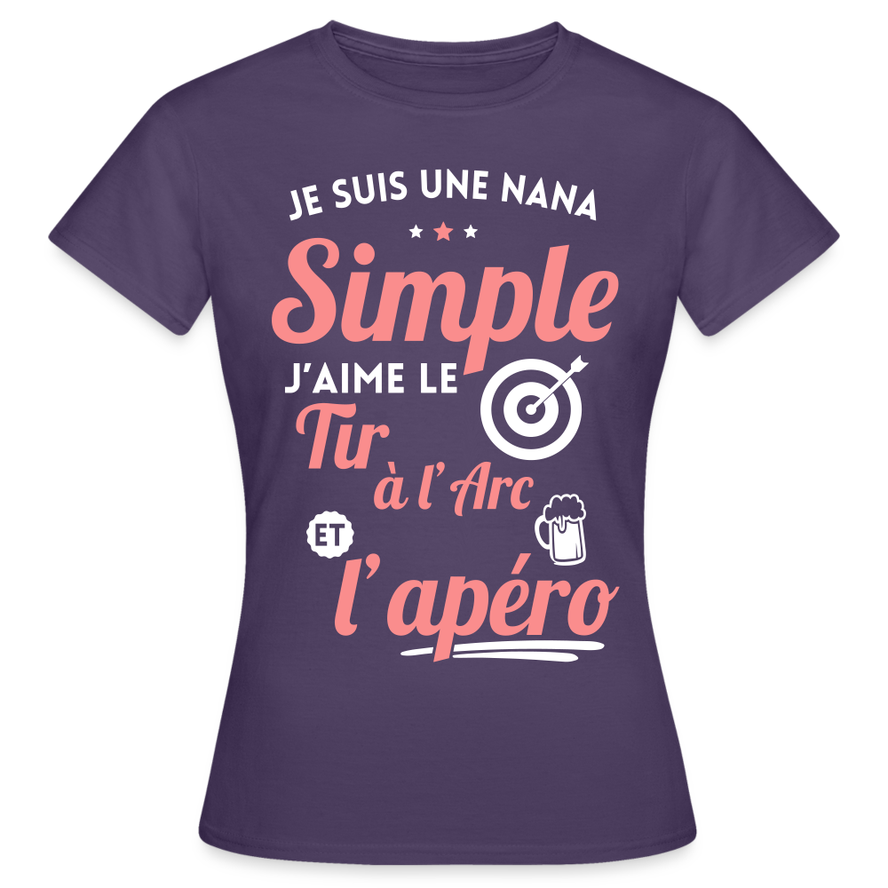 T-shirt Femme - J'aime le tir à l'arc et l'apéro - violet foncé