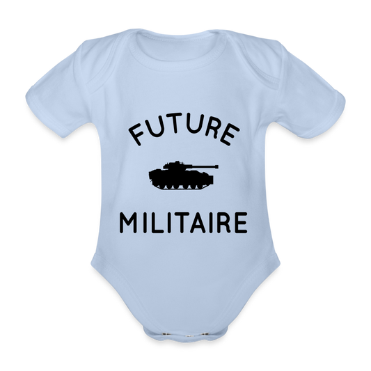 Body Bébé bio manches courtes - Future militaire - ciel