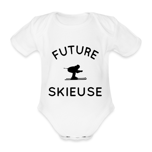 Body Bébé bio manches courtes - Future skieuse - blanc