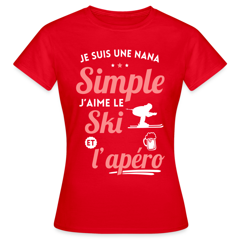 T-shirt Femme - J'aime le ski et l'apéro - rouge